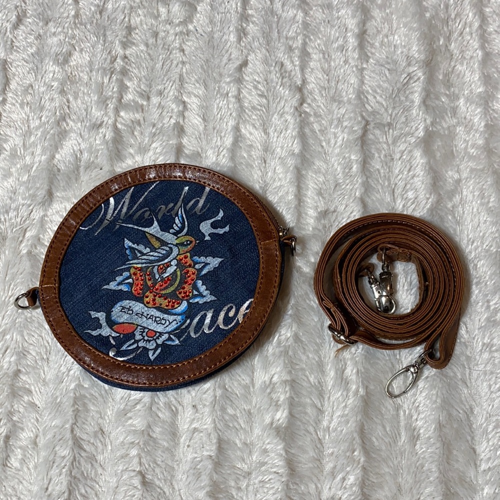 Ed hardy crossbody bag Jean and leather adjustable strap small inner pocket